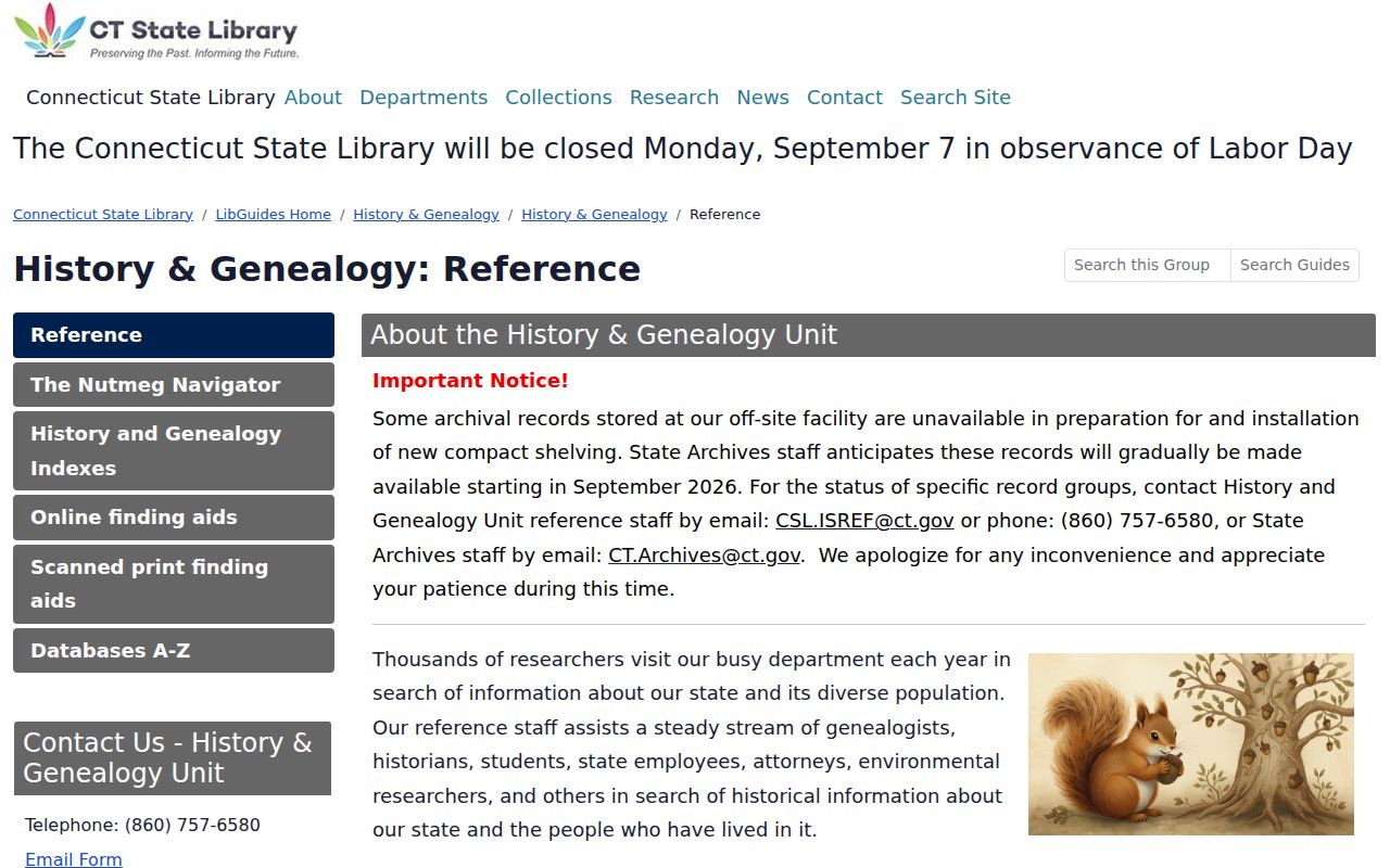 Farmington city directory view of Connecticut State Library genealogy research