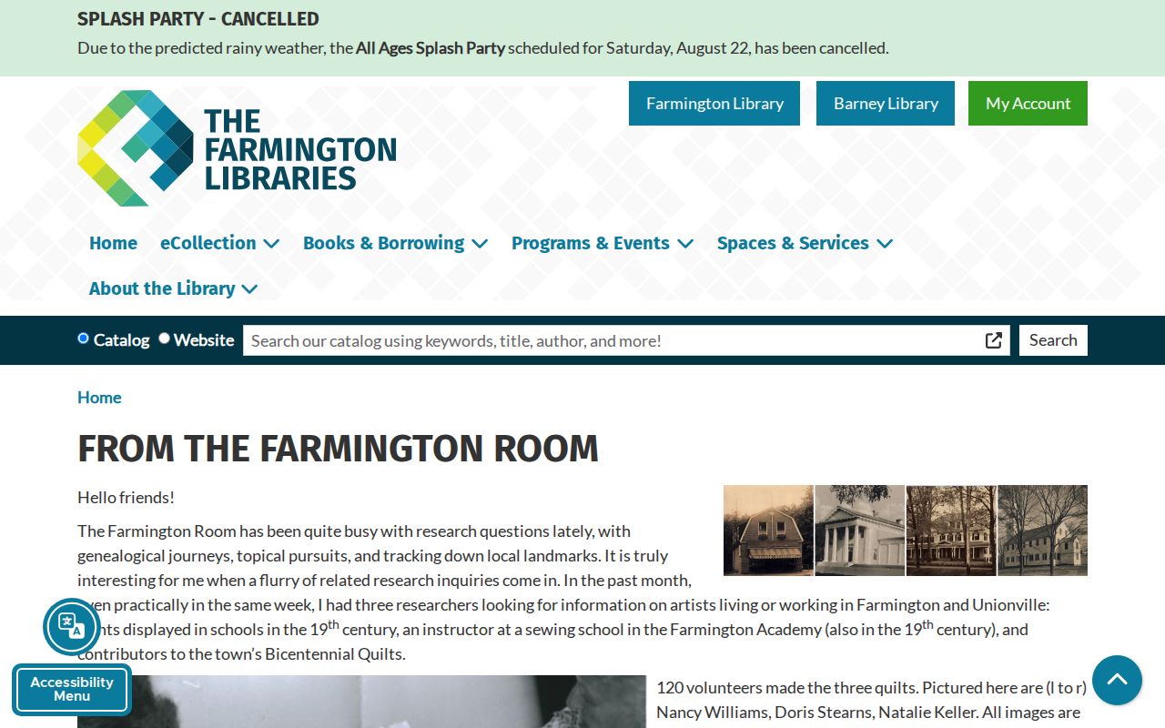 Farmington previous residents view of Farmington Room obituary and biography research